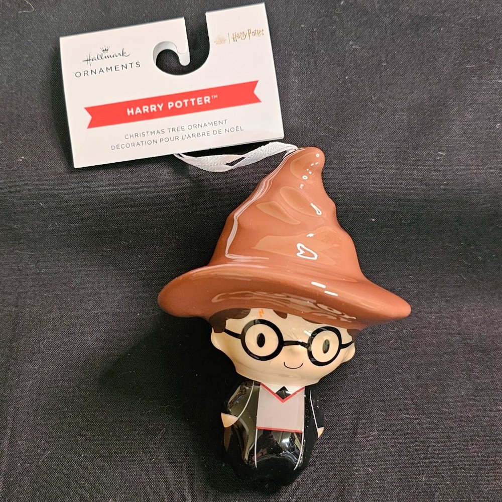 Harry Potter with Sorting Hat Hallmark Decoupage Christmas Tree Ornament NIP